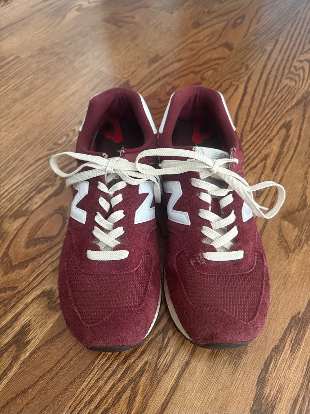 New Balance Maroon Suede Mesh Sneakers with White 'N' Accents